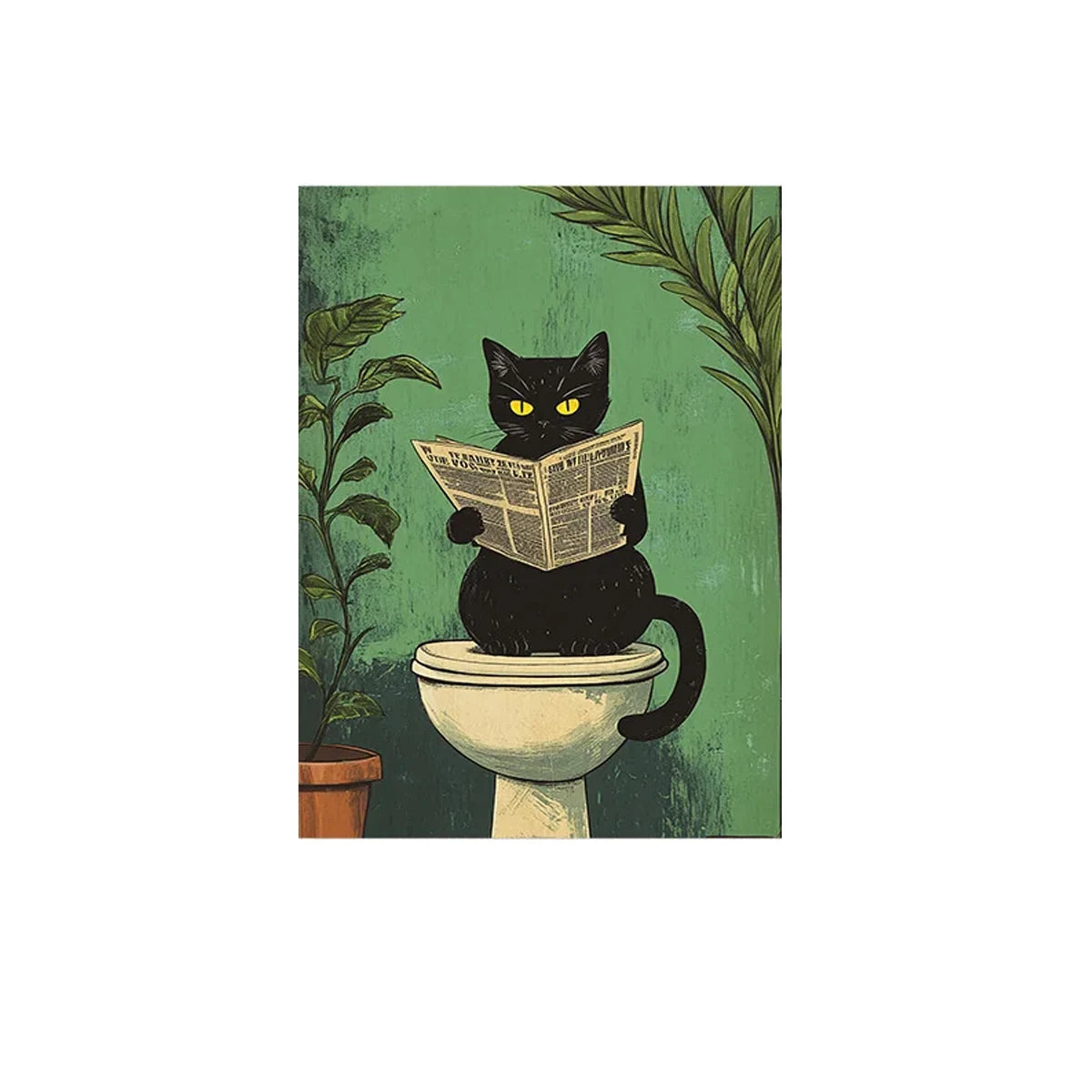Black Puss in Bathroom Canvas Art