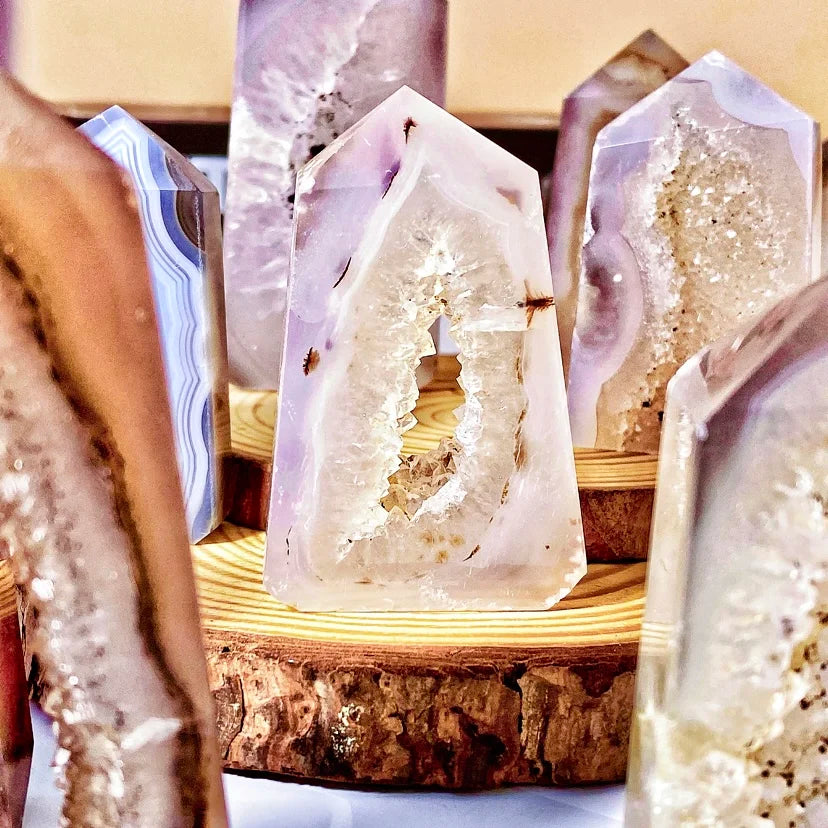 Mystic Agate Geode Crystal Point