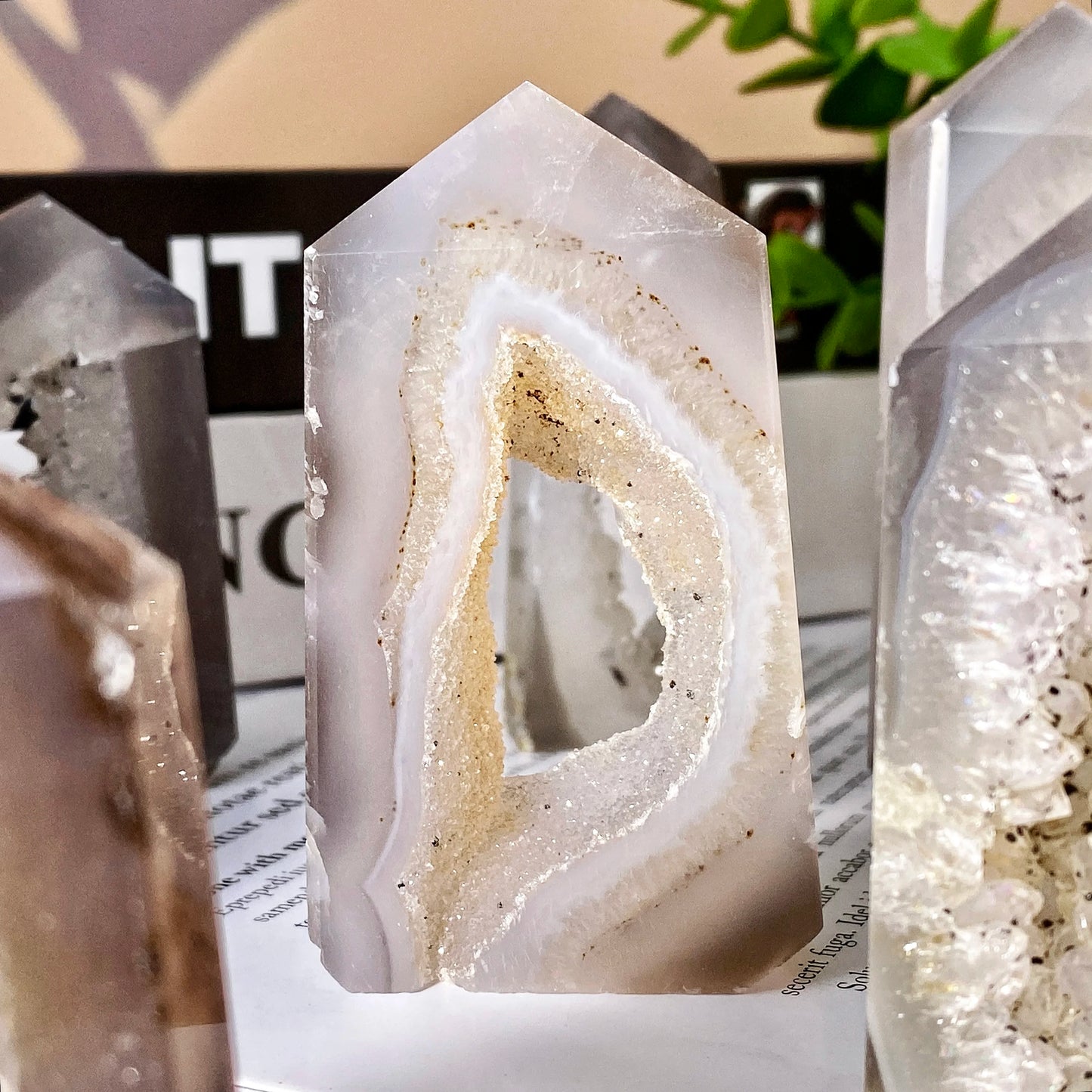 Mystic Agate Geode Crystal Point