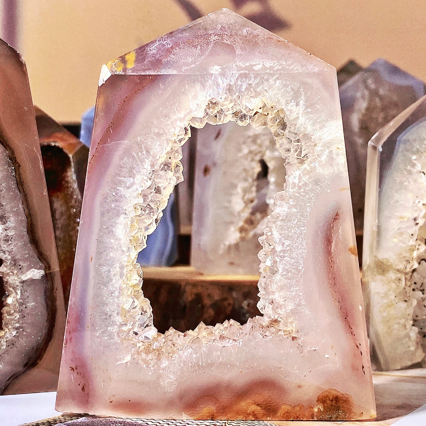 Mystic Agate Geode Crystal Point