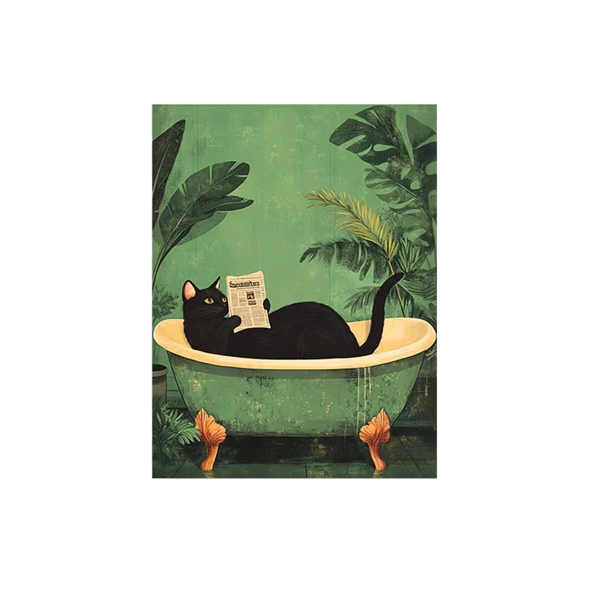 Black Puss in Bathroom Canvas Art